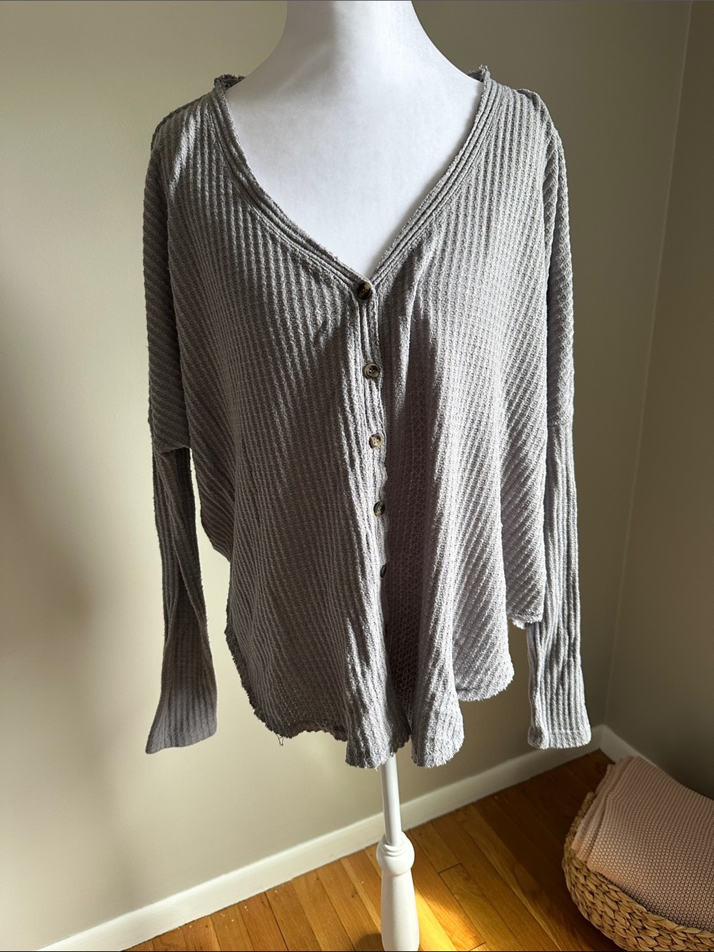 Urban Outfitters Out From Under Jojo Oversized Waffle Knit Button Down, Sz XS